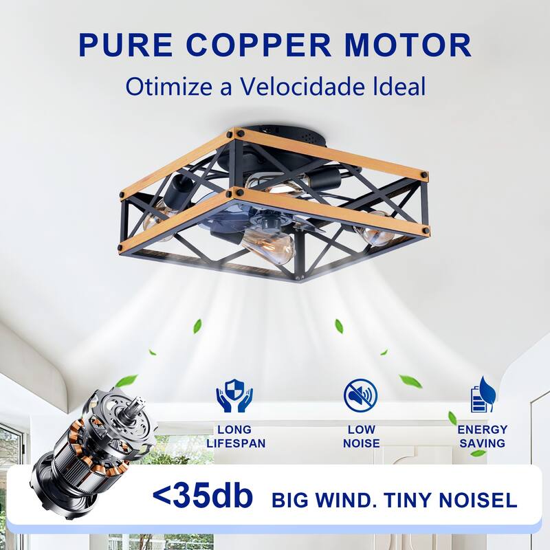 20Inch Farmhouse Ceiling Fans with Remote Control,6 Speed Reversible Flush Mount Low Profile Rustic Ceiling Fan - N/A