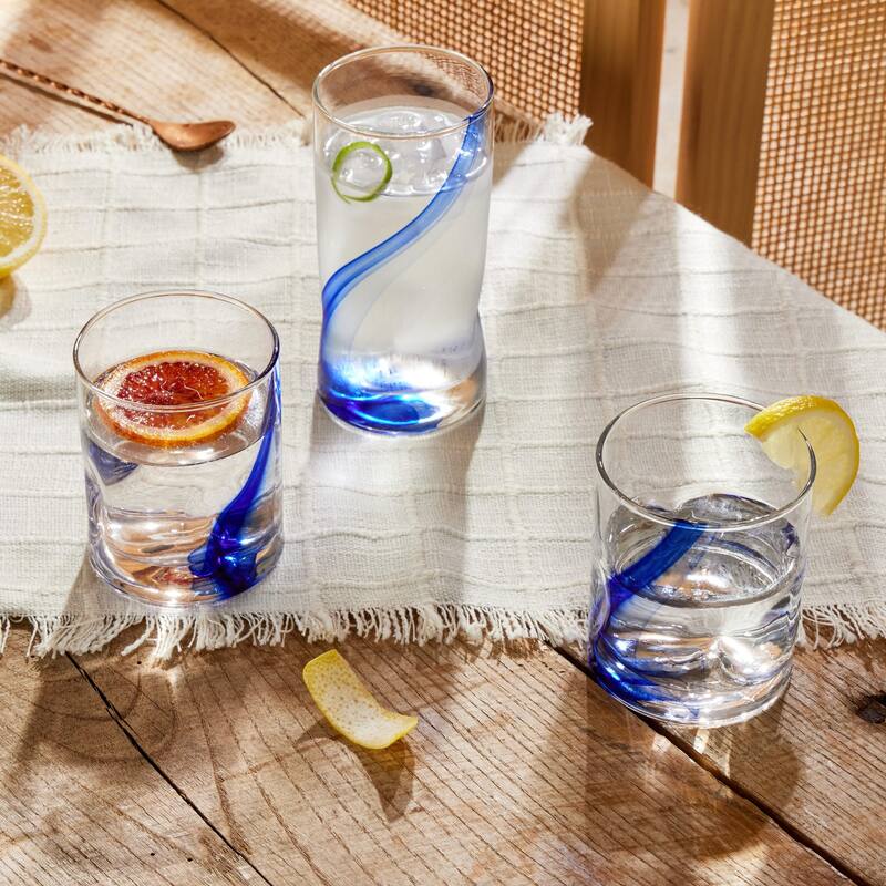 Libbey Blue Ribbon Impressions 8-Piece Tumbler and Rocks Glass Set - Set of 8