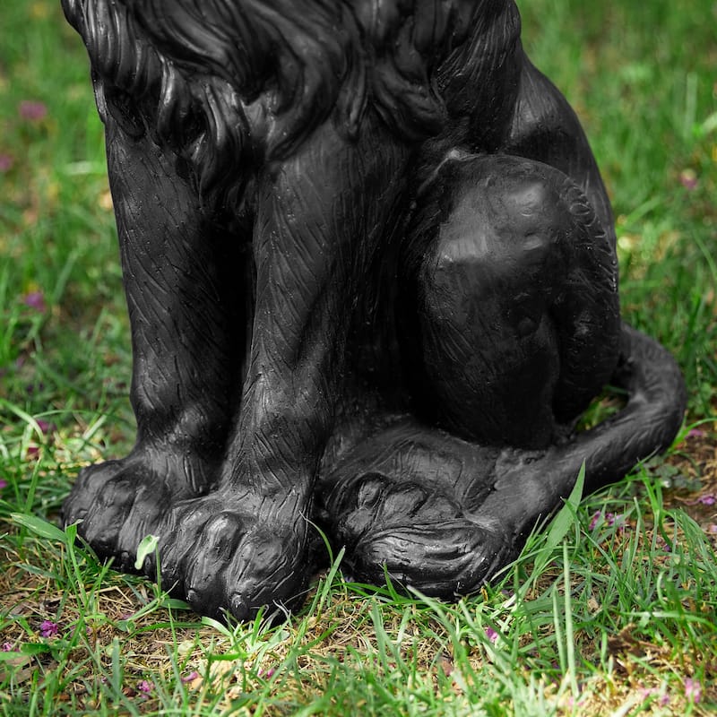 Glitzhome Set of 2 MGO Majestic Sitting Guardian Lion Statues Porch Sculpture Outdoor Indoor