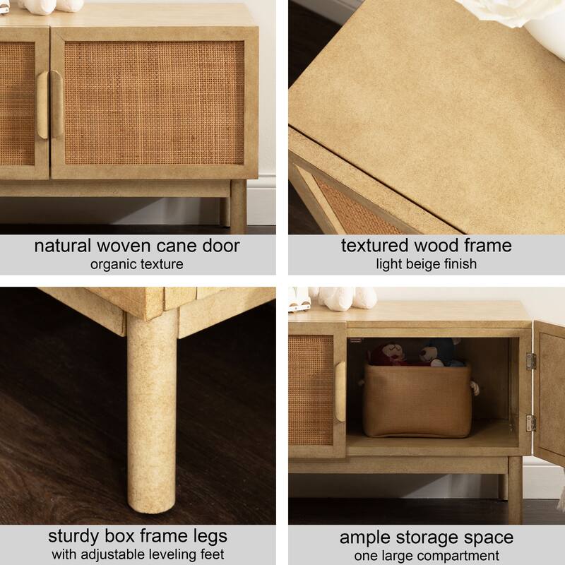 Kate and Laurel Ori Rattan Console Floor Cabinet - 38x16x23