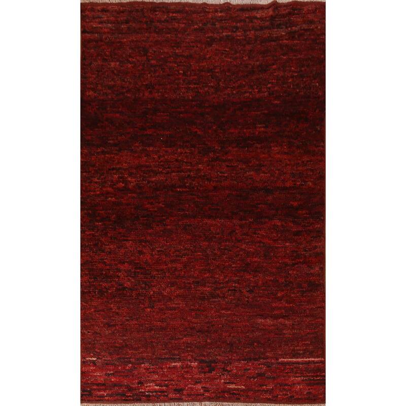 Hand Knotted Oriental 100% Wool Carpet Modern All-Over Red Moroccan Area Rug - 9' 9'' X 6' 9''