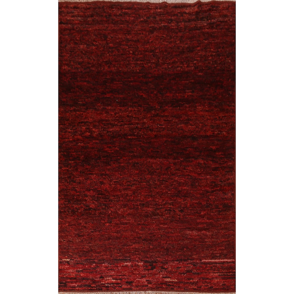 Hand Knotted Oriental 100% Wool Carpet Modern All-Over Red Moroccan Area Rug - 9' 9'' X 6' 9''