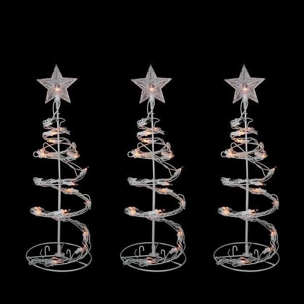 Set Of 3 Clear Lighted Outdoor Spiral Walkway Christmas Trees Set Of 3 Clear Lighted Outdoor Spiral Walkway Christmas Trees Decorations 18 White Free Shipping On Orders Over 45 20626346
