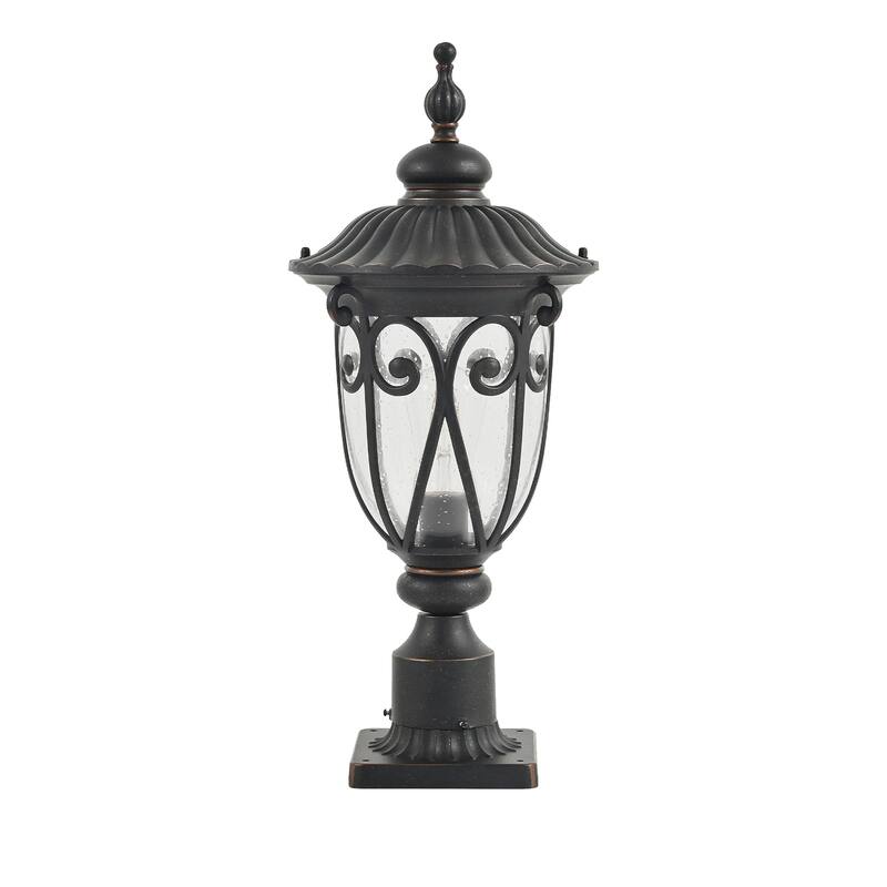 24" Outdoor Black Post Lantern with Bubble Glass & Aluminum, 1-Pack