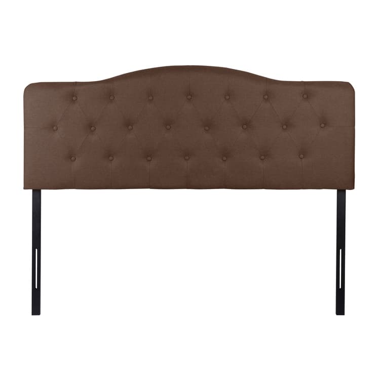 Adjustable Queen Headboard Only, Tufted Linen, 12 Height Settings, Metal Legs, Wall Mountable - Espresso