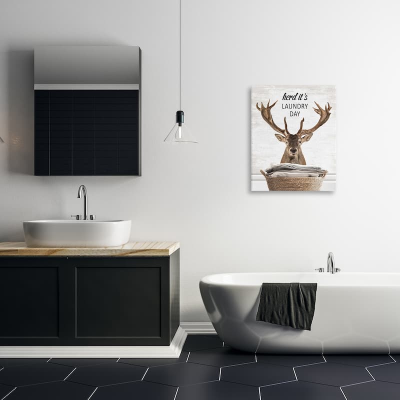 Stupell Herd It's Laundry Day Elk Canvas Wall Art Design By Lettered and Lined