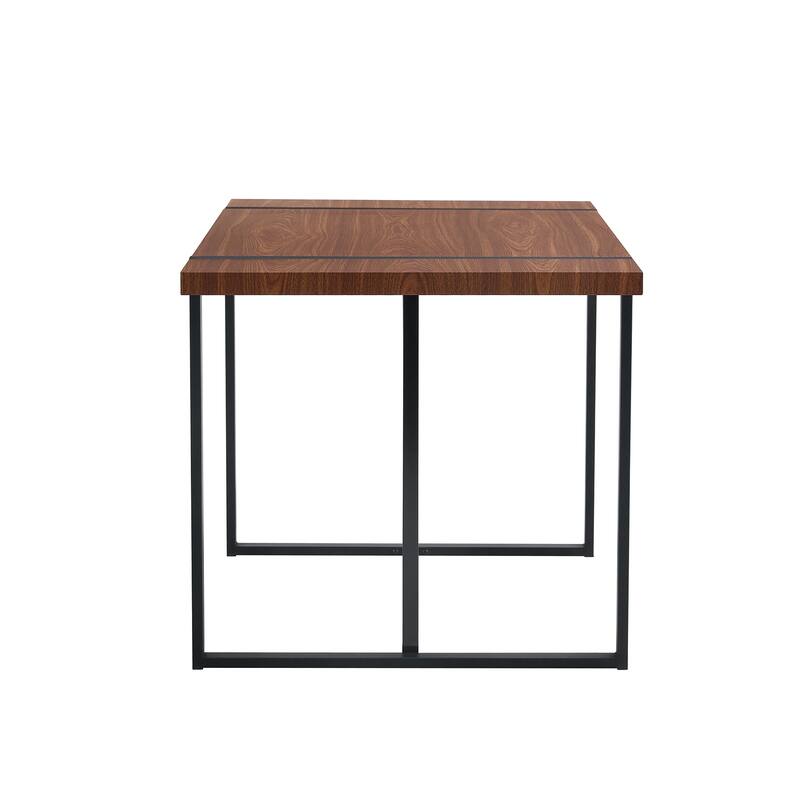 Roomfitters Industrial Dining Table for 4-6 with Light Grey Patterned MDF Top and Black Metal Frame