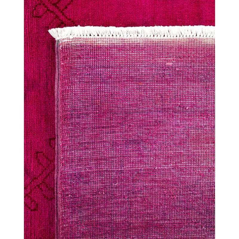 Overton Hand Knotted Wool Vintage Inspired Modern Contemporary Overdyed Pink Area Rug - 8' 2" x 10' 1"