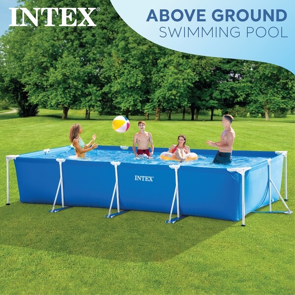 Intex 14ft x 33in Rectangular Above Ground Backyard Swimming Pool