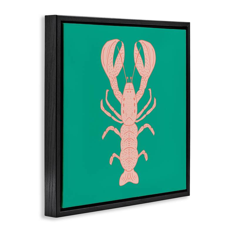 Stupell Minimal Pink & Green Lobster Framed Floater Canvas Wall Art Design By Sazerelli Designs