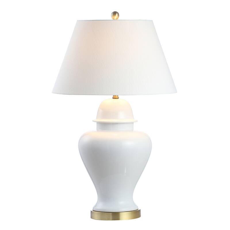 Watts 33" Ceramic/Iron Modern Classic LED Table Lamp, Green by JONATHAN Y