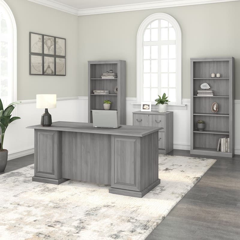 Bush Furniture Saratoga Executive Desk with Drawers and Storage