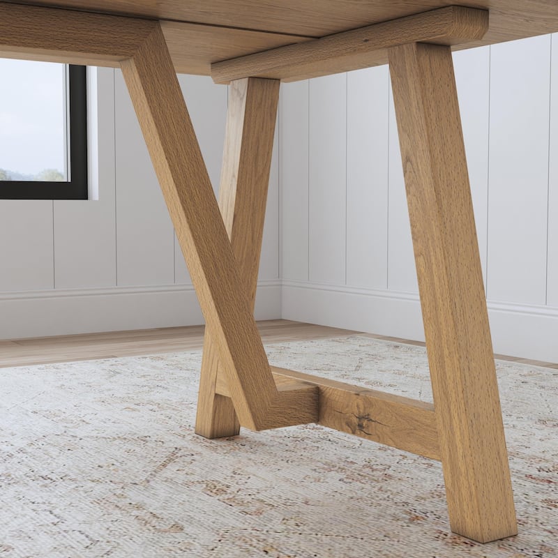 Trestle Brown Wood Dining Table - 82" x 30" x 38"