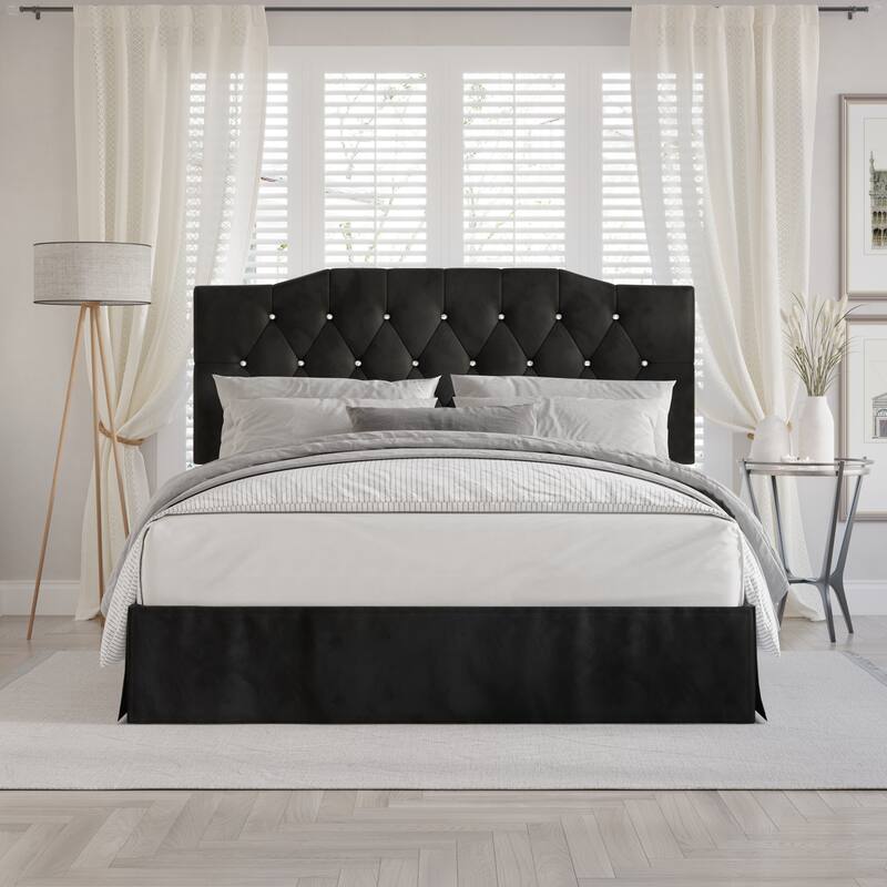 CraftPorch Modern Velvet Tufted Upholstered Platform Bed