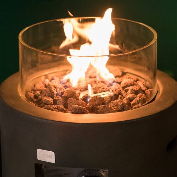 Cosiest 16 Outdoor Propane Fire Pit Table With Glass Wind Guard Overstock 31483951