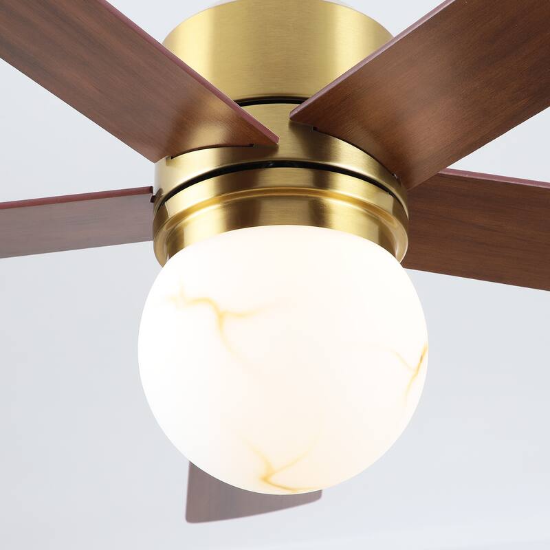 52" Modern Globe Frosted Glass Gold Dimmable Ceiling Fan with Light and Remote