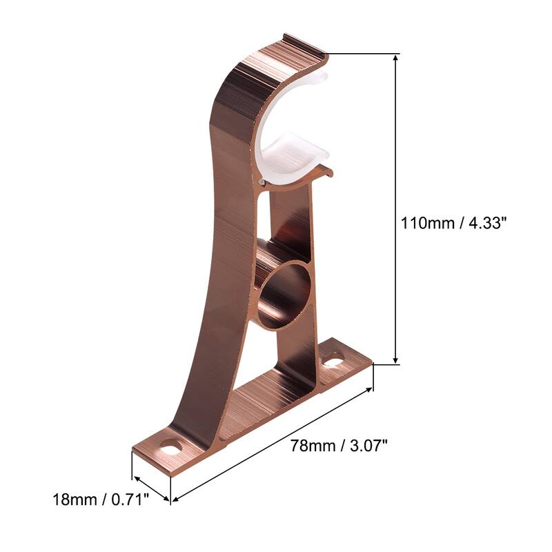 Curtain Rod Bracket Aluminum Alloy for 25mm Rod 110 x 78 x 18mm Copper Tone 4Pcs - Copper Tone - Copper Tone