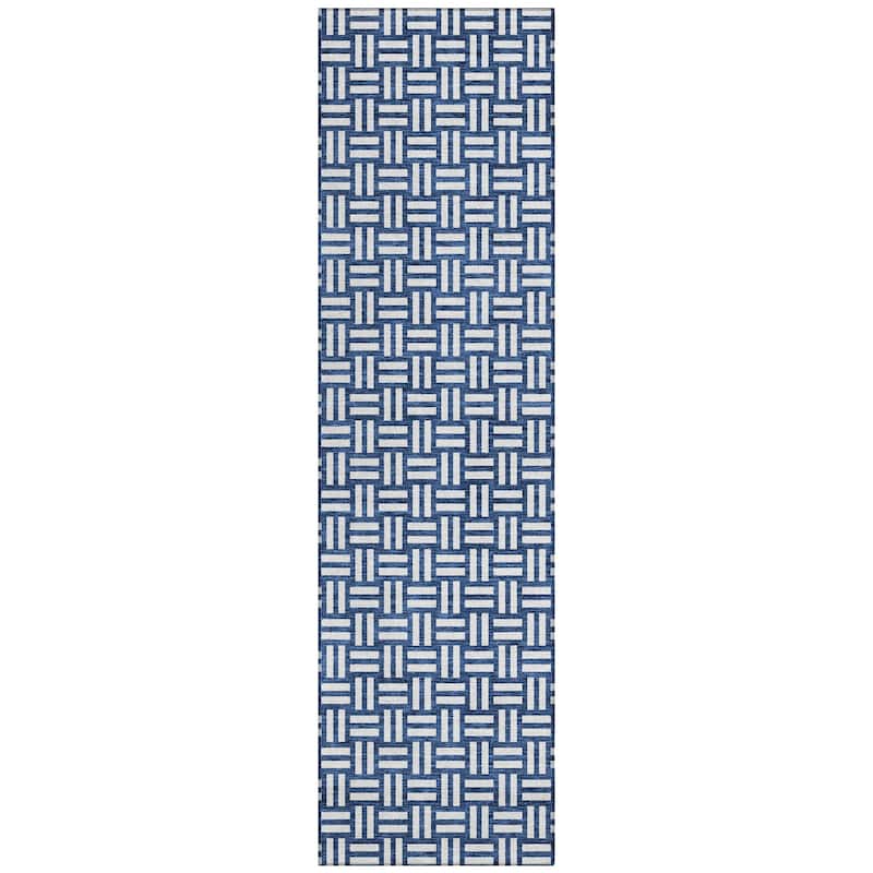 Machine Washable Indoor/ Outdoor Chantille Contempory Crosshatch Rug