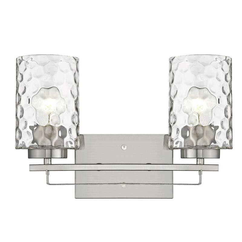 Hardwired Double Light Wall Sconce with Dimmable Steel Fixture and Clear Glass for Bathroom or Hallway - 10" H x 15" W x 6" D