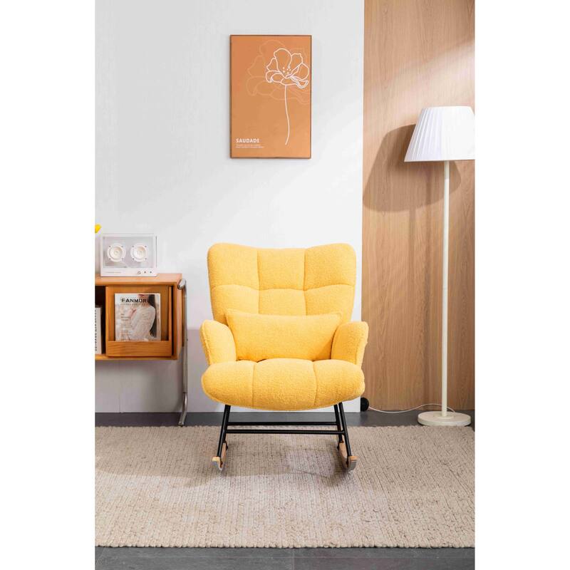 Upholstered Rocking Chair - Yellow Velvet
