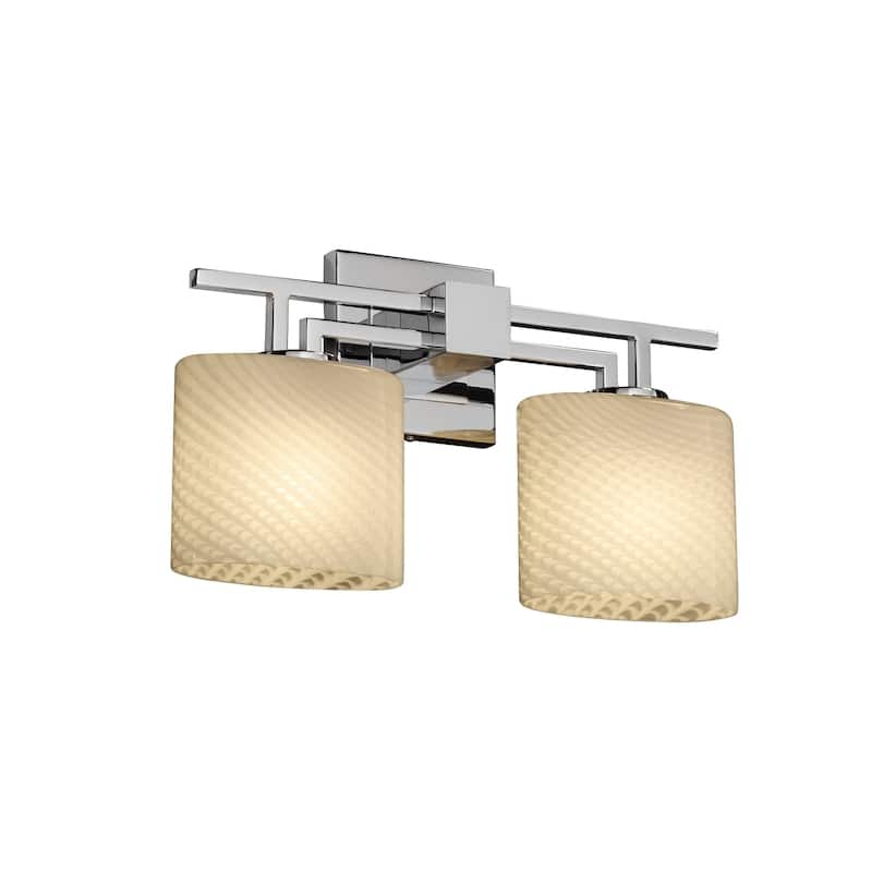 Justice Design Fusion Aero 2-light Polished Chrome Bath Bar, Weave Oval Shade - Polished Chrome, Weave