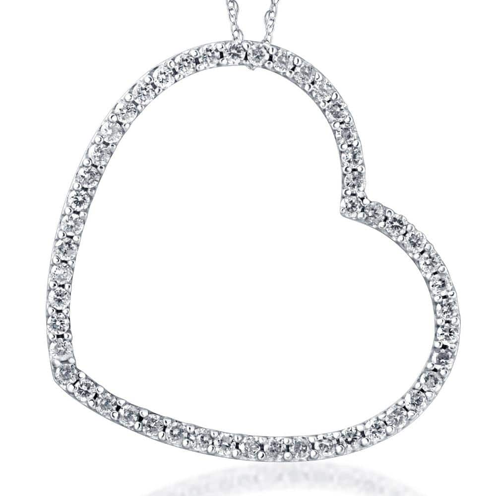 Bliss Diamond 2ct Heart Shaped HUGE Diamond Pendant Necklace White Gold
