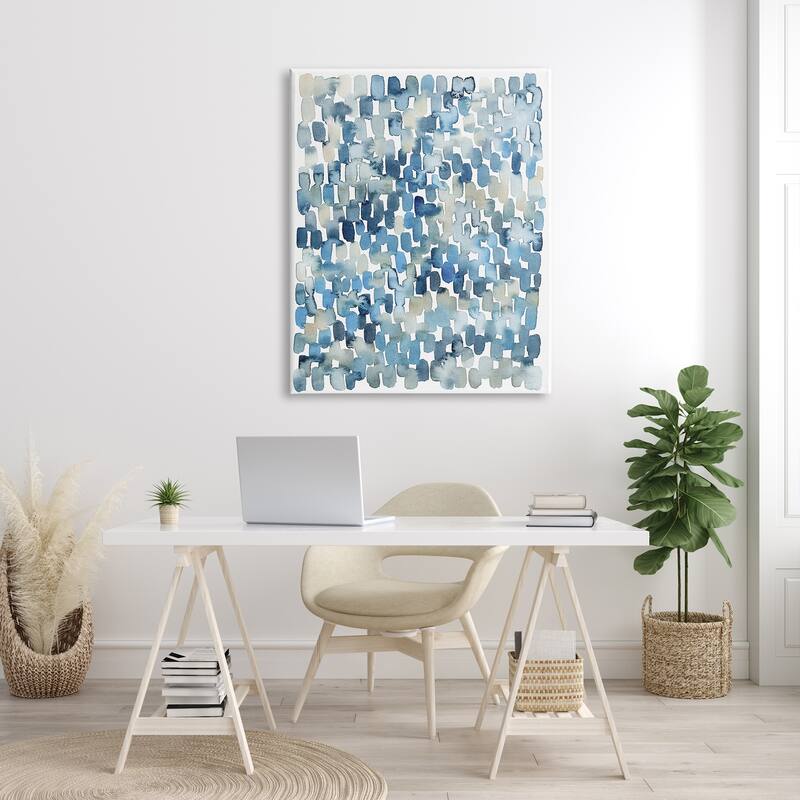 Stupell Coastal Tile Abstract Soft Blue Beige Shapes Canvas Wall Art