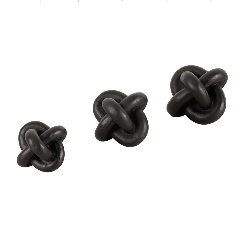 CosmoLiving by Cosmopolitan Black or White Resin Knot Inspired Geometric Sculpture (Set of 3)