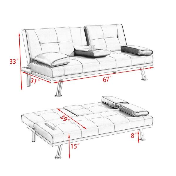 Elegant PU Leather Multifunctional Folding Sofa Bed Modern Accent Sofa