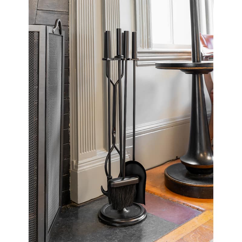 Achla Designs Neoclassic Set of 4 Fireplace Tools w/Round Base, 30 Inch Tall