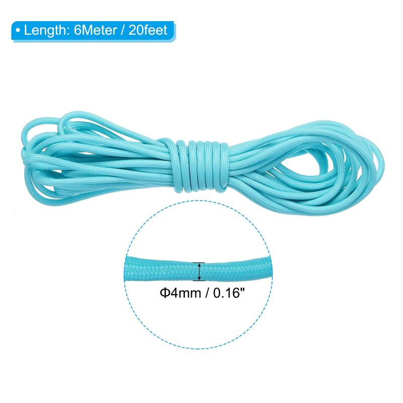 Luminous Paracord 4mm Camping Paracord Rope Glow in The Dark - Light Blue - 20 Feet