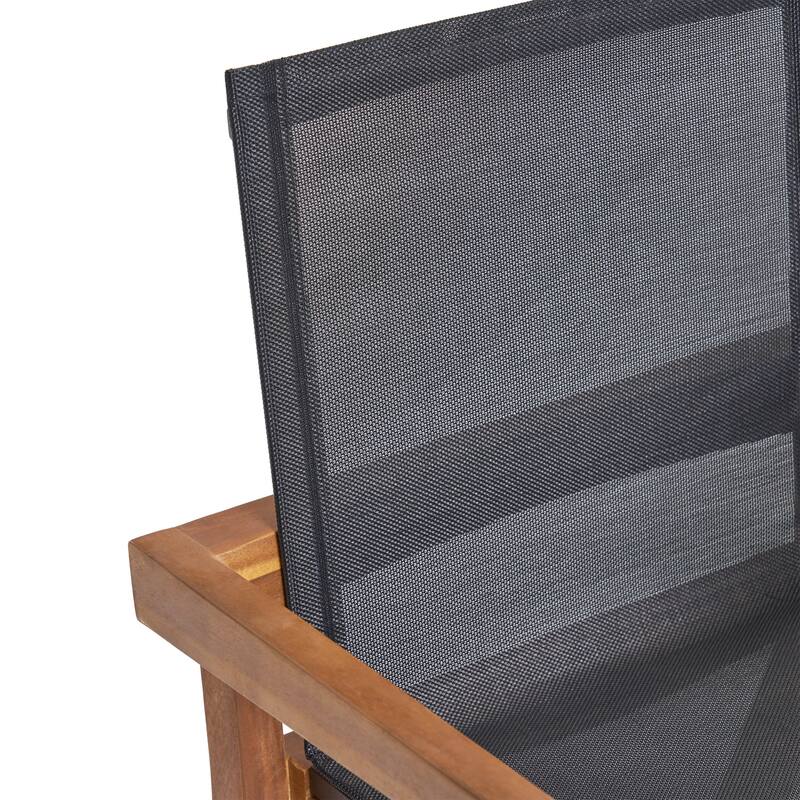 Belfast Outdoor Acacia and Mesh Dining Chairs (Set of 2) by Christopher Knight Home