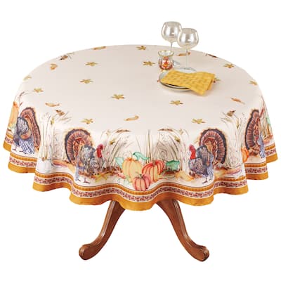 Charming Colorful Turkey Harvest Printed Tablecloth