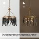 preview thumbnail 7 of 7, Coasa Boho 3-light Beads Drum Chandelier Vintage Glam Black Gold Dining Room Lighting - D17'' x H84''
