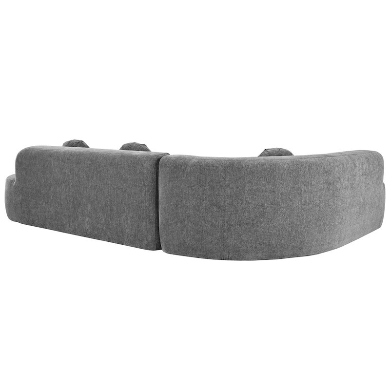 Curved Floor Sectional Chaise Sofa L-shape Corner Recliner Couches with 3 Round Pillows, Large Lounger Couches for Living Room