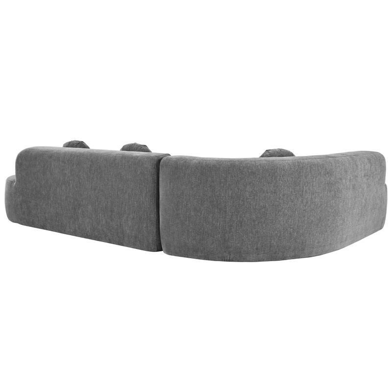 Oversized Curved Sectional Sofa with 3 Round Cushions, High-Resilience Foam Cloud Couch, L-Shaped Comfy 4 Seater Floor Sofa