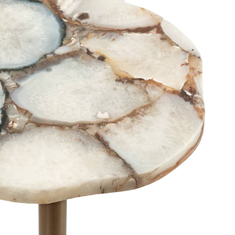 Kate and Laurel Tira Wavy Organic Stone and Metal Table - 10x10x24