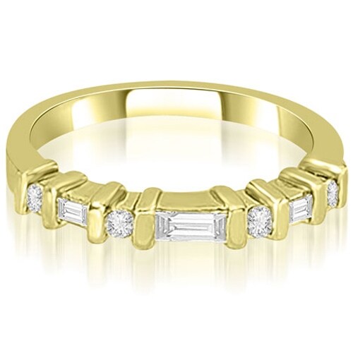 0.35 cttw. 14K Yellow Gold Round and Baguette Diamond Wedding Band
