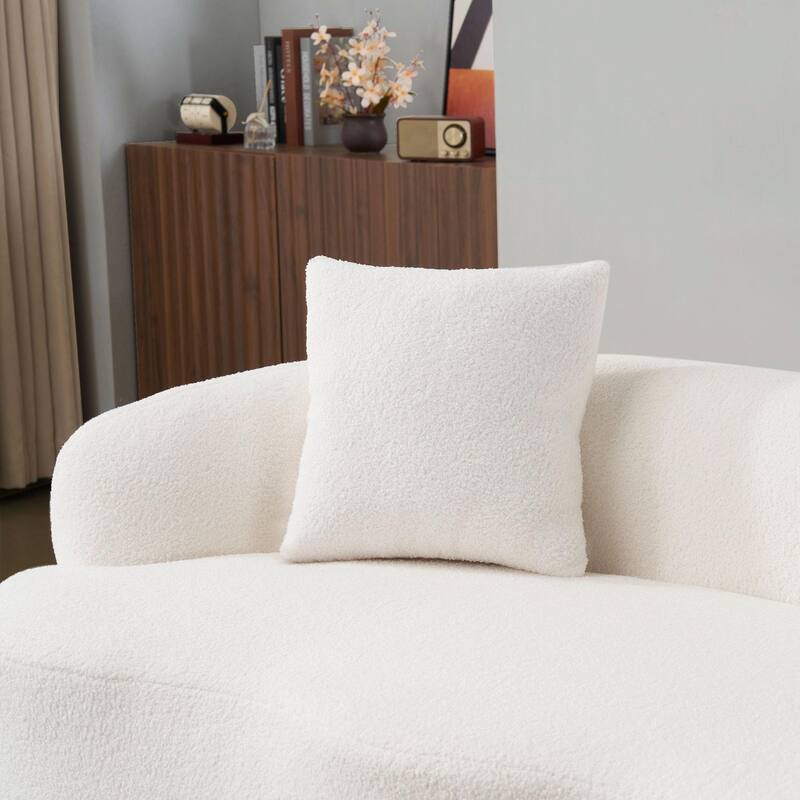 Curved Loveseat Sofa with Round Armrests - Compression Couch with 2 Pillows
