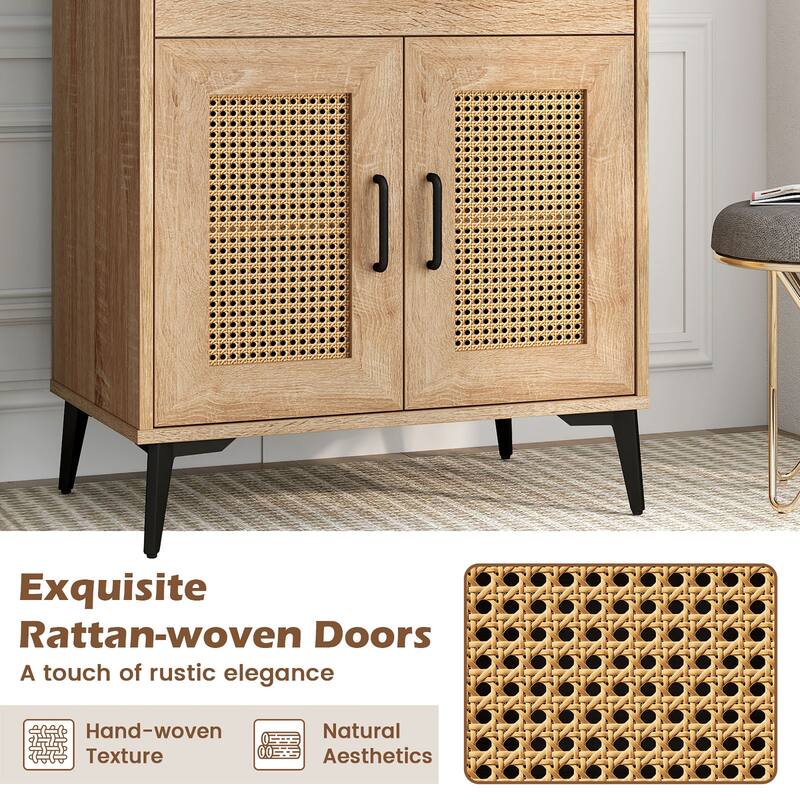 Gymax Coffee Bar Cabinet w/Pegboard Storage Drawer & Adjustable Shelf
