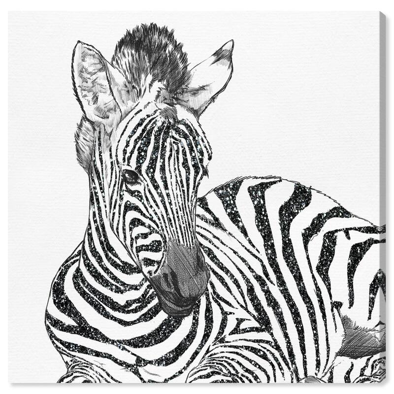 Wynwood Studio Canvas Animals Glitter Stripes Zebra Black Black and Metallic Gray Modern & Contemporary Wall Art Canvas Print