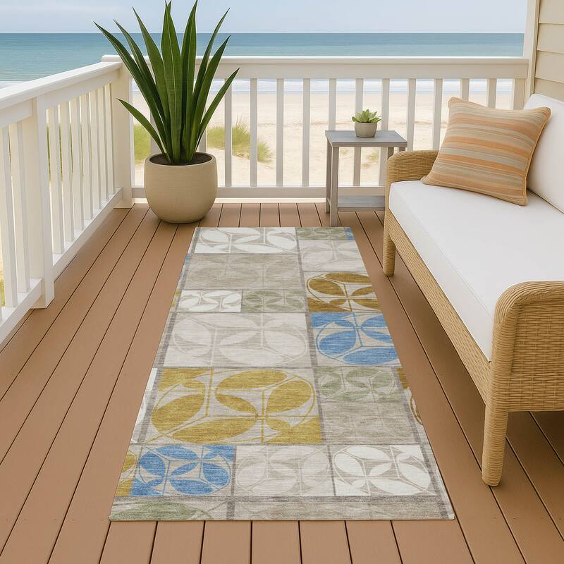 Machine Washable Indoor/ Outdoor Patch Lupton Chantille Rug - Beige - 2'3" x 7'6"