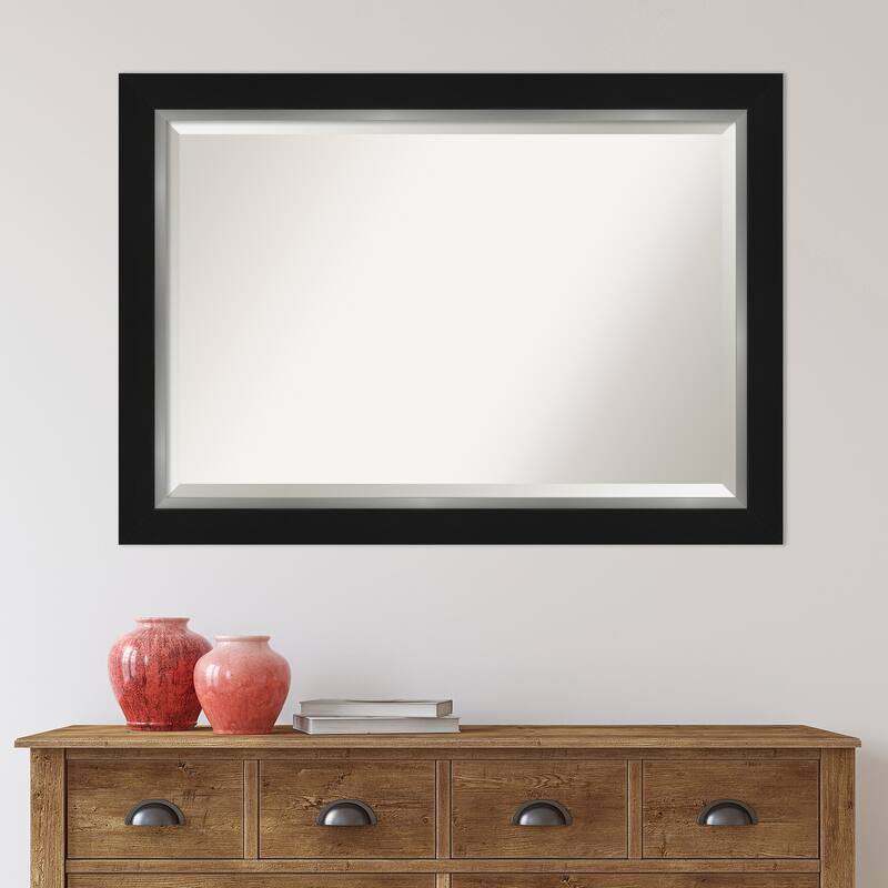 Beveled Wall Mirror - Eva Black Silver Frame