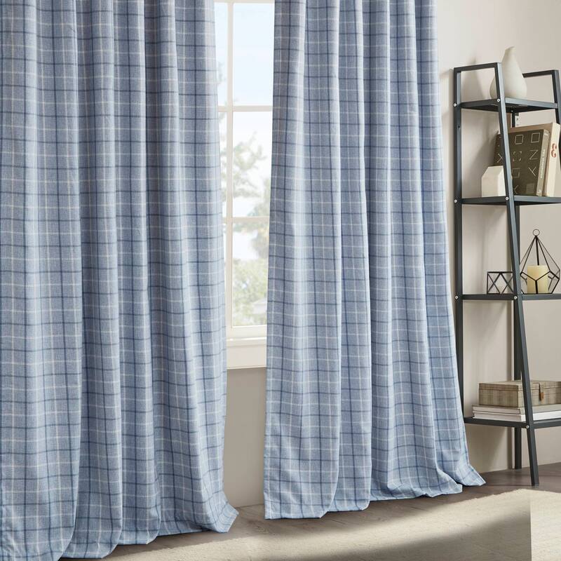 Plaid Rod Pocket and Back Tab Curtain Panel