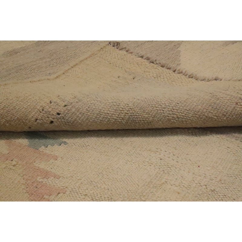 Hand Woven Oriental 100% Wool Carpet Southwestern Tribal Beige & Ivories Kilim Area Rug - 5' 9'' X 4' 1''
