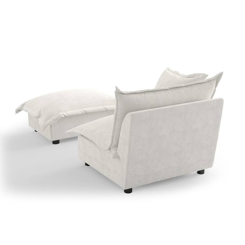 Casual 40"W Oversized Soft Comfy Cloud Chenille Chaise Lounge with Ottoman