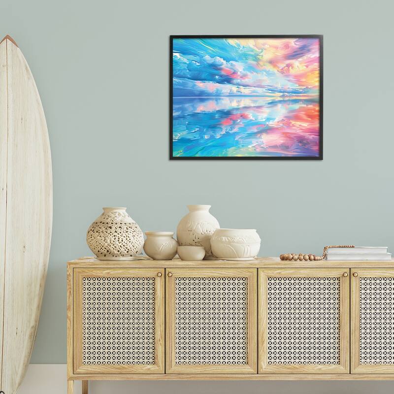 Stupell Prismatic Rainbow Sunset Framed Giclee Art Design By Michael Ward