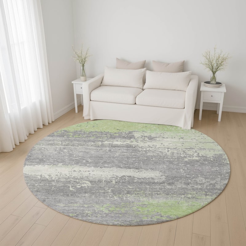 Premium Washable Super Soft Abstract Modern Mayfield Rug - Aloe - 8' x 8'