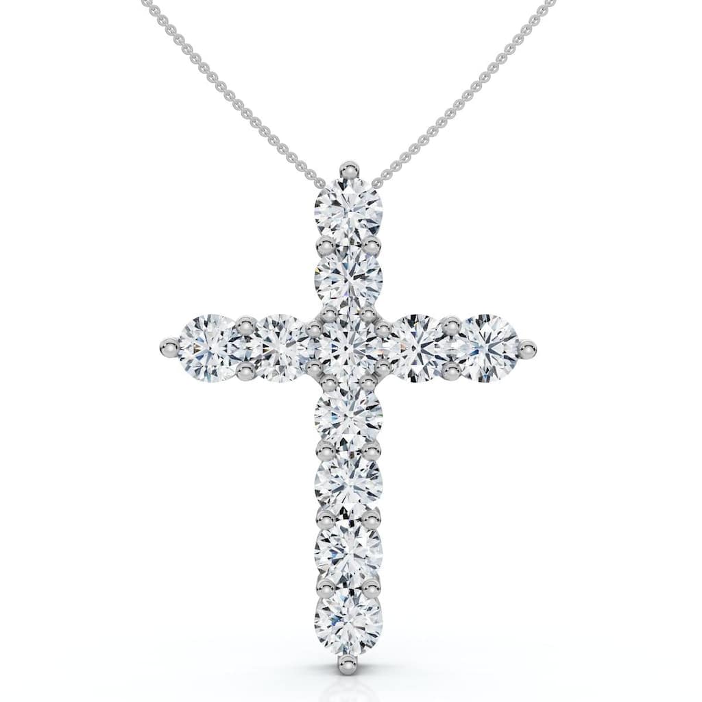 2Ct TW Diamond Cross Women's Necklace Gold Lab Grown