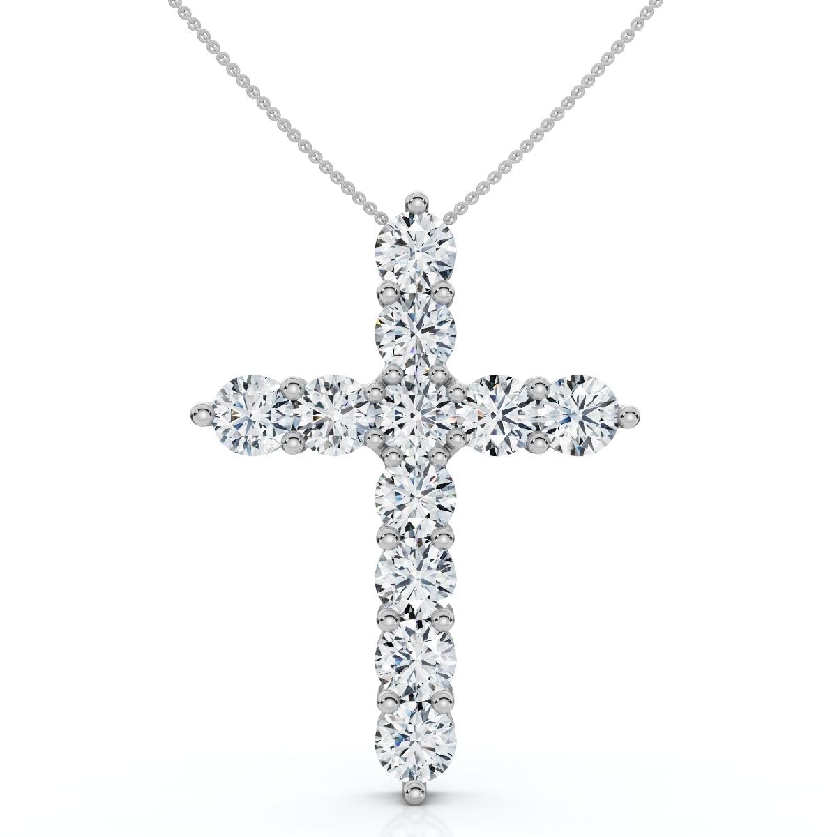 Bliss Diamond 2Ct TW Diamond Cross Women's Necklace Gold Lab Grown 1" Tall